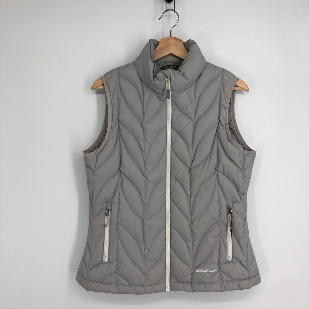 Eddie Bauer Eb700 Gray Zip Up Puffer Vest Womens Size Medium